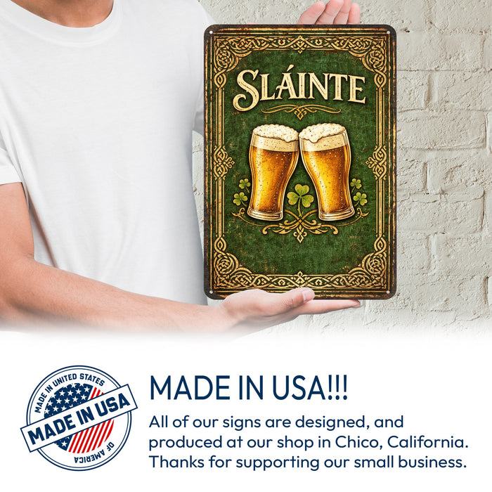 Sláinte Rustic Metal Sign – Irish Pub & Bar Wall Décor