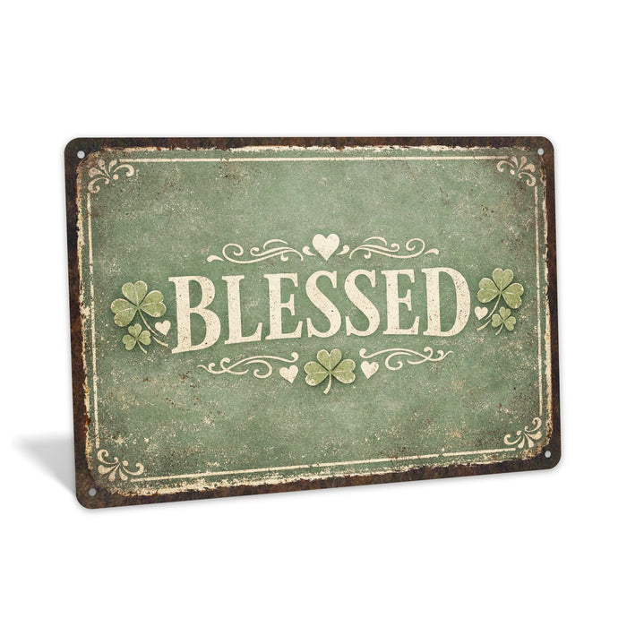 Blessed Shamrocks St. Patrick’s Day Rustic Metal Sign – Irish Wall Décor