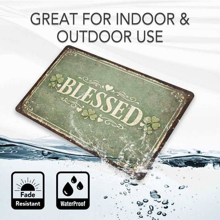 Blessed Shamrocks St. Patrick’s Day Rustic Metal Sign – Irish Wall Décor