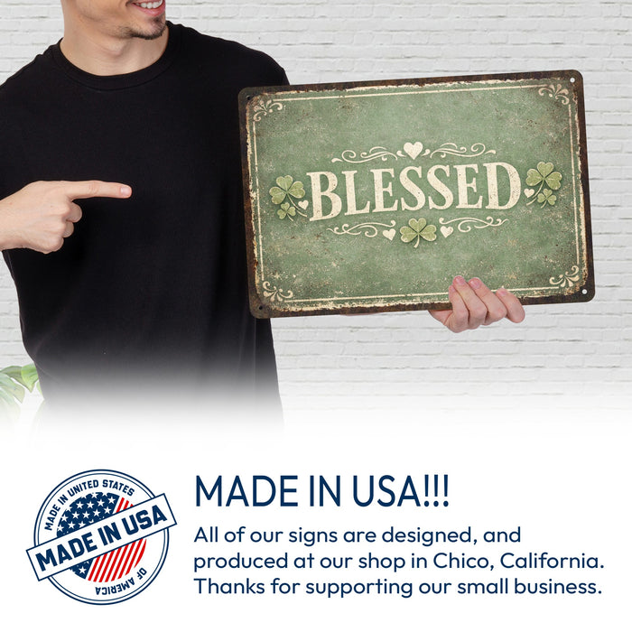 Blessed Shamrocks St. Patrick’s Day Rustic Metal Sign – Irish Wall Décor