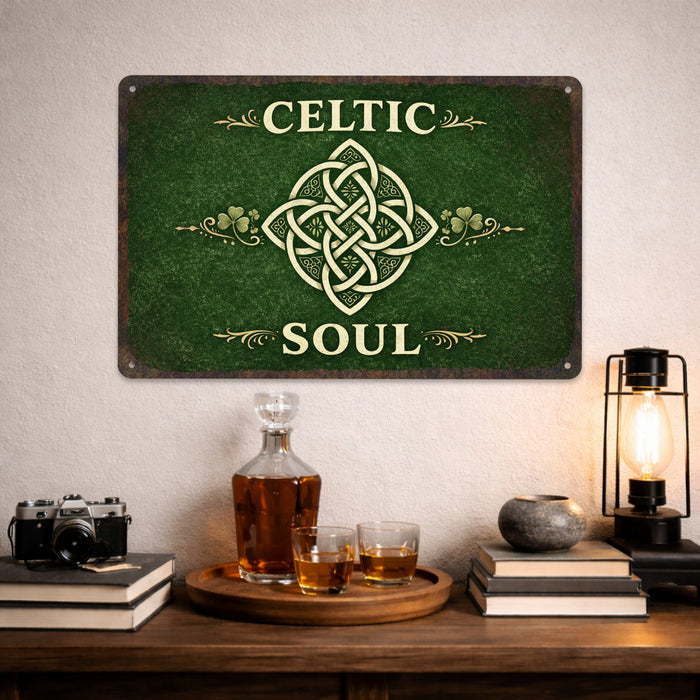 Celtic Soul Rustic Metal Sign – Irish Wall Décor