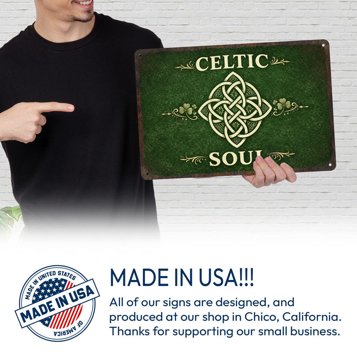 Celtic Soul Rustic Metal Sign – Irish Wall Décor