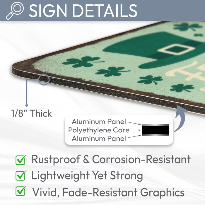 Feeling Lucky Shamrocks St. Patrick’s Day Rustic Metal Sign – Irish Wall Décor