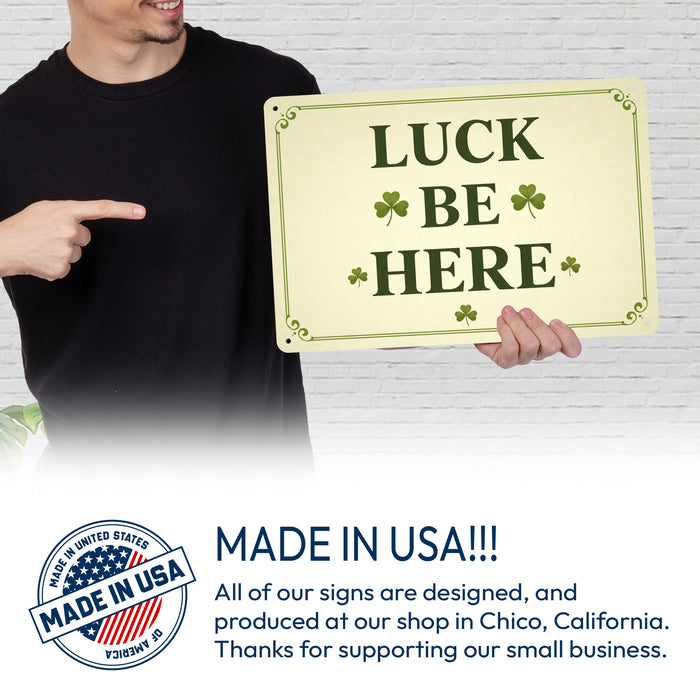 Luck Be Here Rustic Metal Sign – Irish Wall Décor