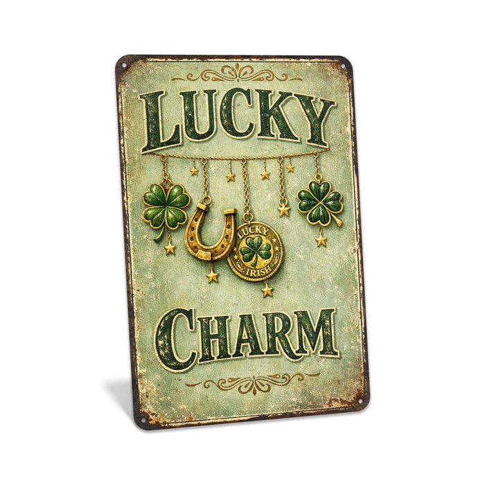 Lucky Charm Rustic Metal Sign – Irish Wall Décor