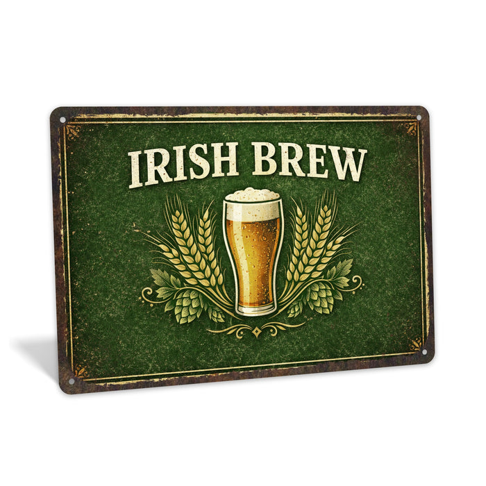 Irish Brew Rustic Metal Sign – Irish Pub & Bar Wall Décor