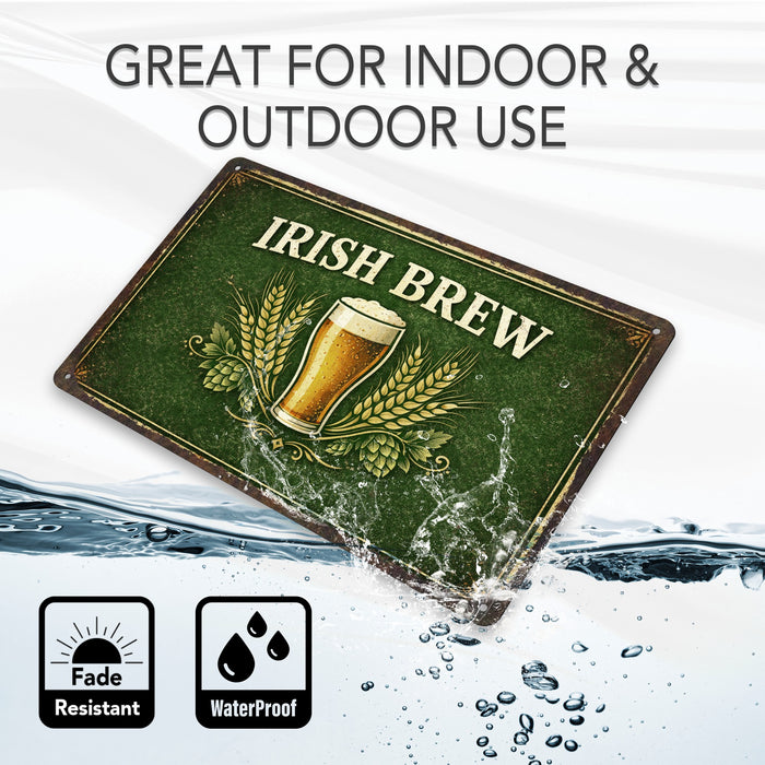 Irish Brew Rustic Metal Sign – Irish Pub & Bar Wall Décor
