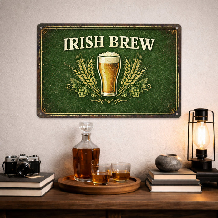 Irish Brew Rustic Metal Sign – Irish Pub & Bar Wall Décor