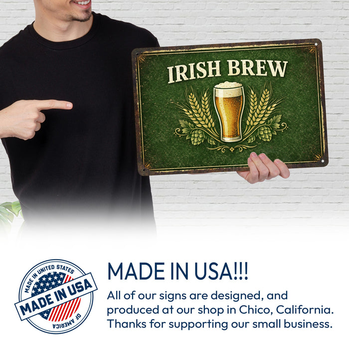 Irish Brew Rustic Metal Sign – Irish Pub & Bar Wall Décor
