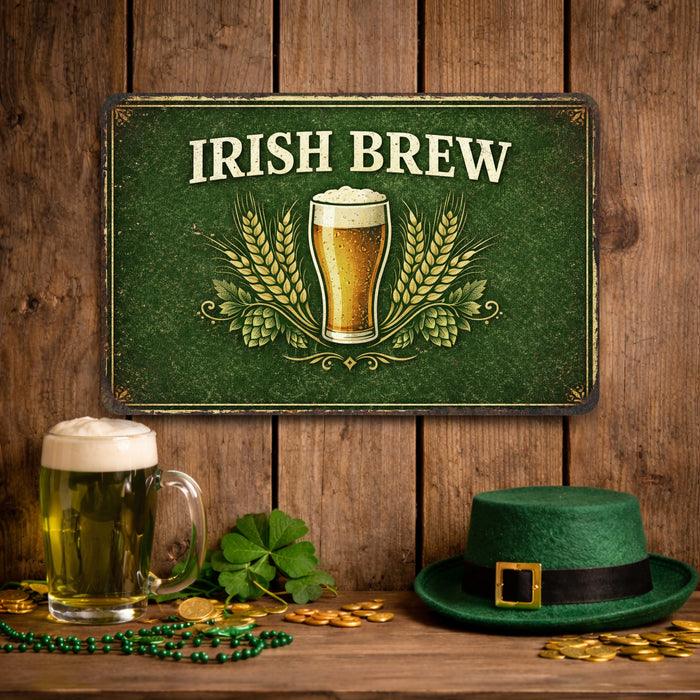 Irish Brew Rustic Metal Sign – Irish Pub & Bar Wall Décor