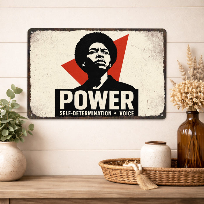 Black Power Statement Rustic Metal Sign – Cultural Expression Wall Décor