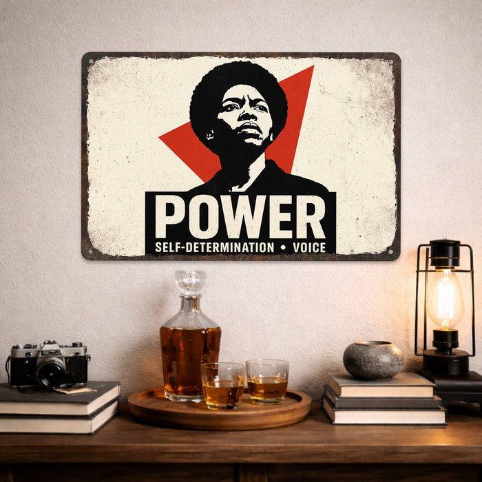 Black Power Statement Rustic Metal Sign – Cultural Expression Wall Décor