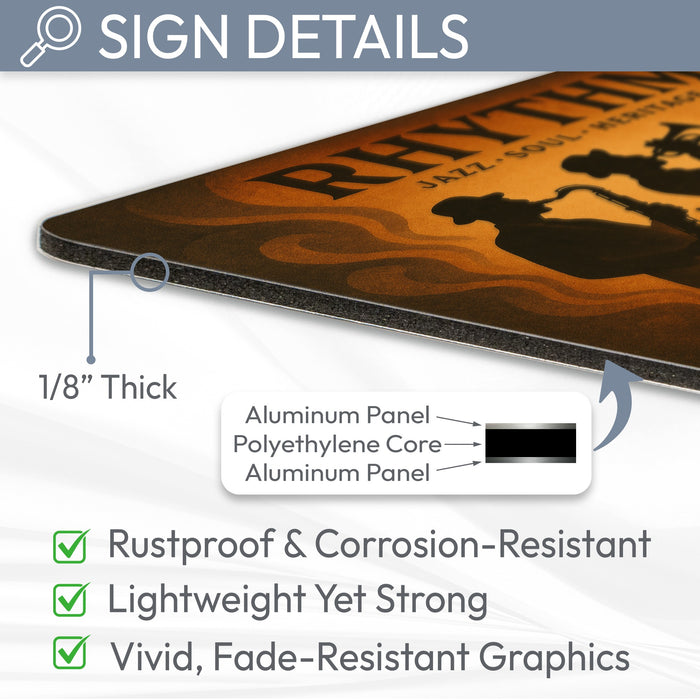 Rhythm Rustic Metal Sign – Jazz Music Wall Décor