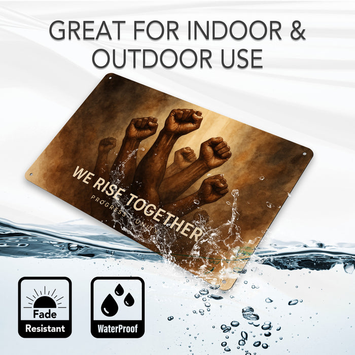 We Rise Together Rustic Metal Sign – Unity & Strength Wall Décor