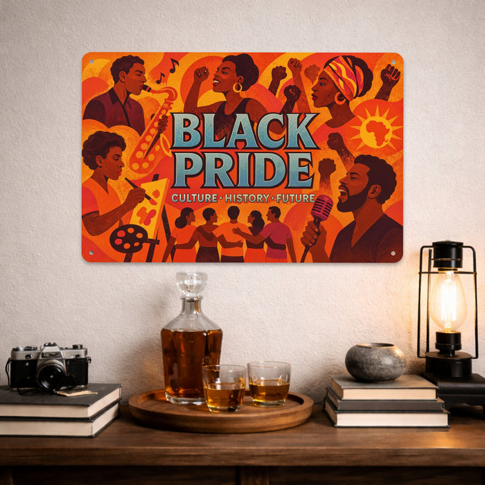 Black Pride Rustic Metal Sign – Cultural Heritage Wall Décor