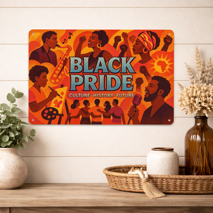 Black Pride Rustic Metal Sign – Cultural Heritage Wall Décor