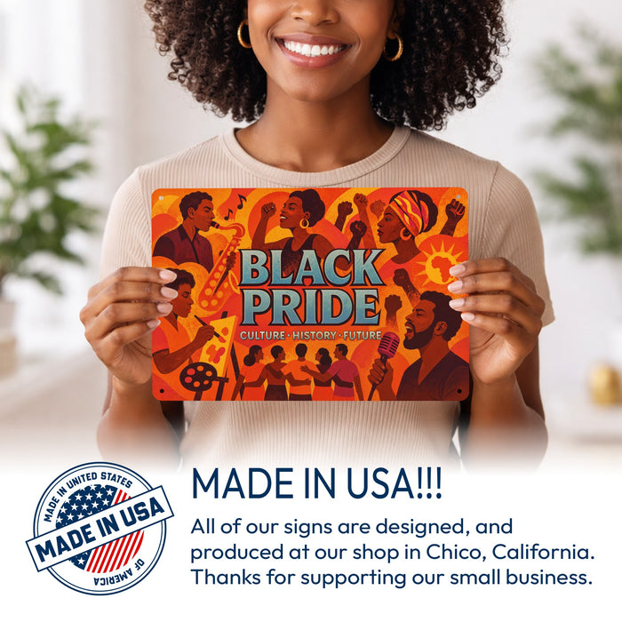 Black Pride Rustic Metal Sign – Cultural Heritage Wall Décor