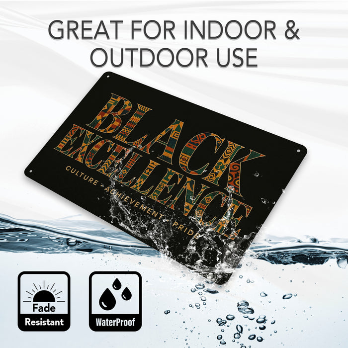 Black Excellence Rustic Metal Sign – Cultural Inspiration Wall Décor