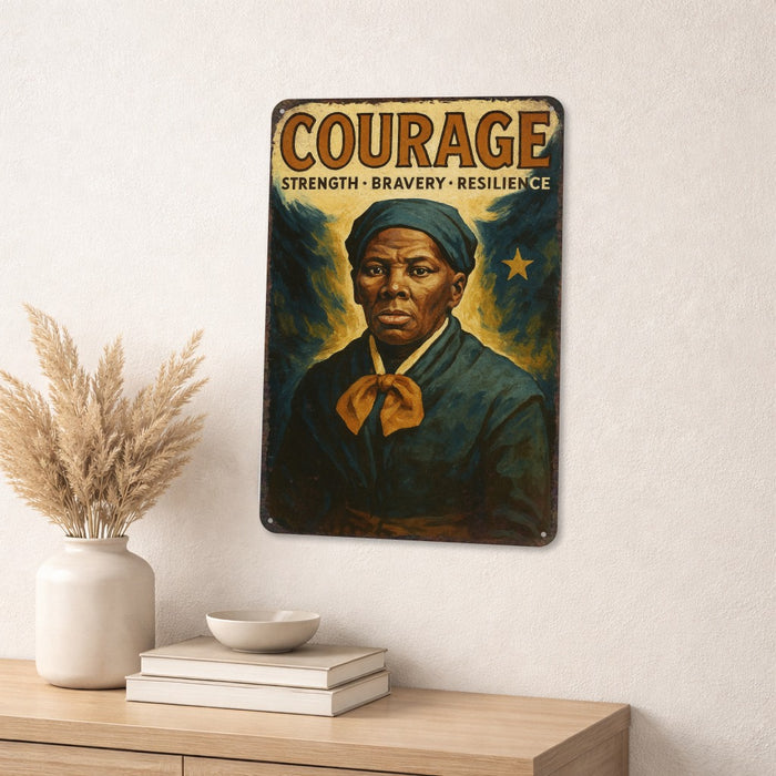 Courage Rustic Metal Sign – Harriet Tubman Legacy Wall Décor