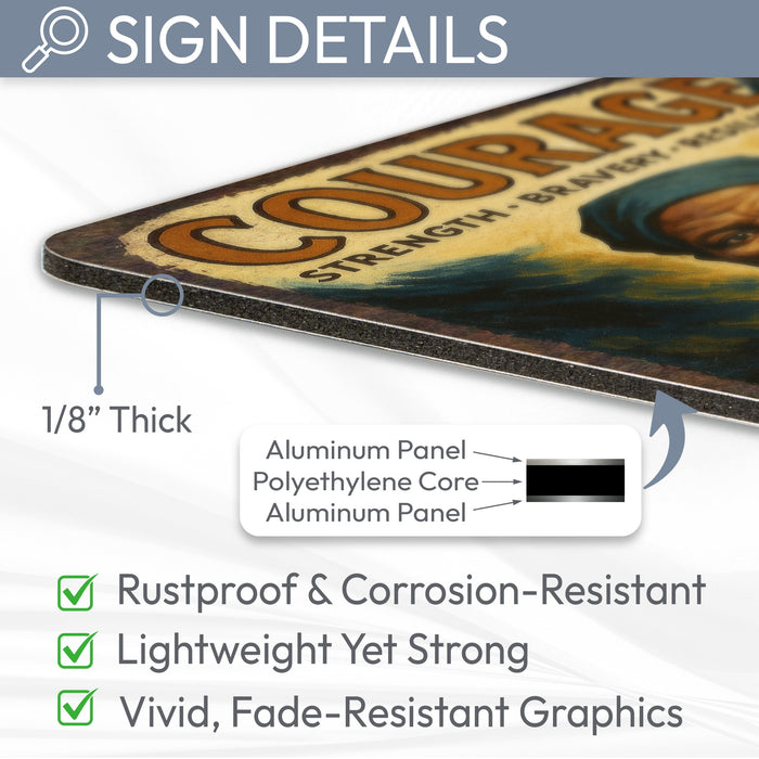 Courage Rustic Metal Sign – Harriet Tubman Legacy Wall Décor