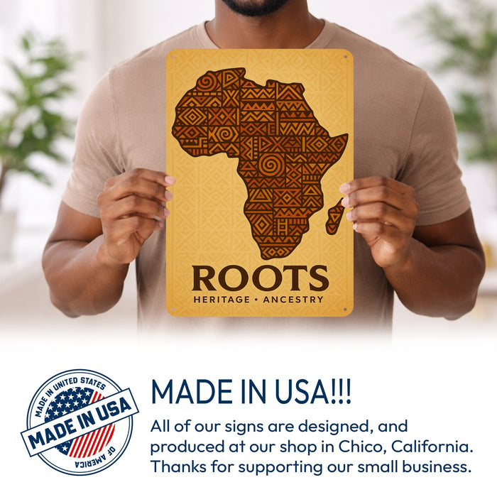 Roots Rustic Metal Sign – African Heritage Wall Décor