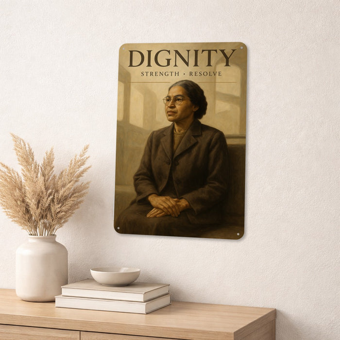 Dignity Rustic Metal Sign – Rosa Parks Legacy Wall Décor