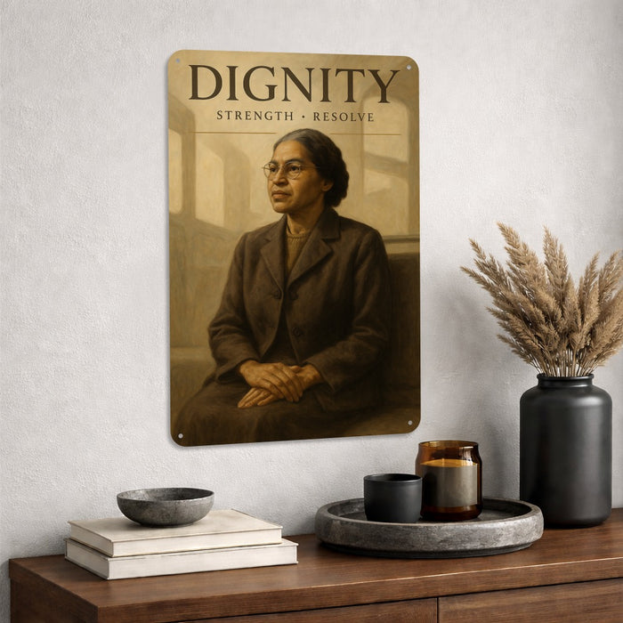 Dignity Rustic Metal Sign – Rosa Parks Legacy Wall Décor