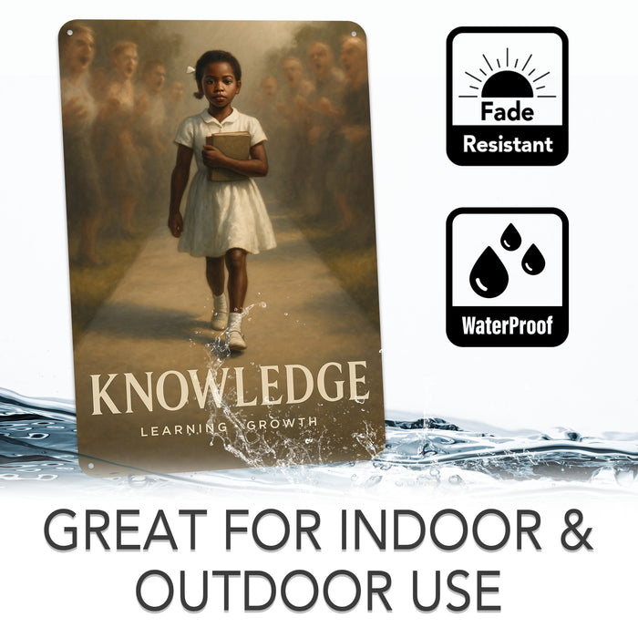 Knowledge Rustic Metal Sign – Ruby Bridges Legacy Wall Décor