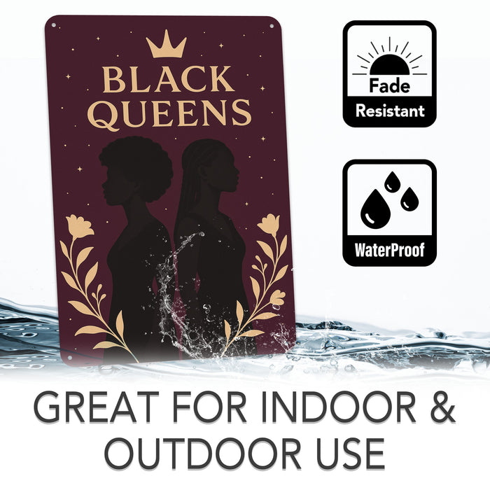 Black Queens Statement Metal Sign – Empowerment Wall Art