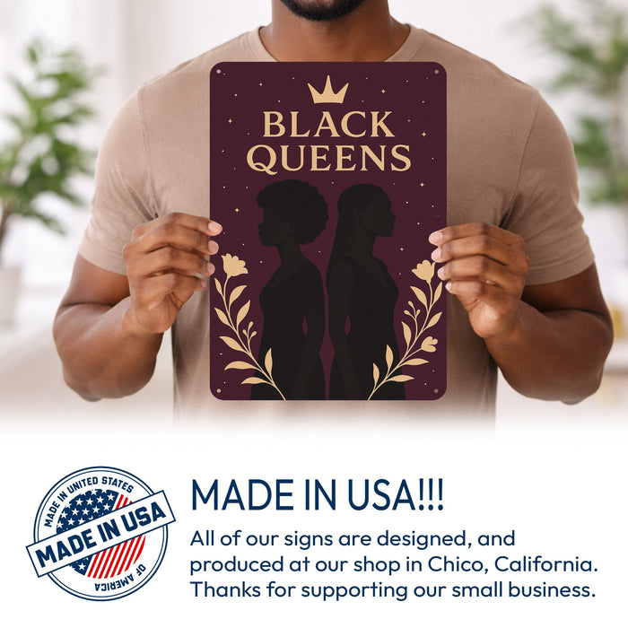 Black Queens Statement Metal Sign – Empowerment Wall Art