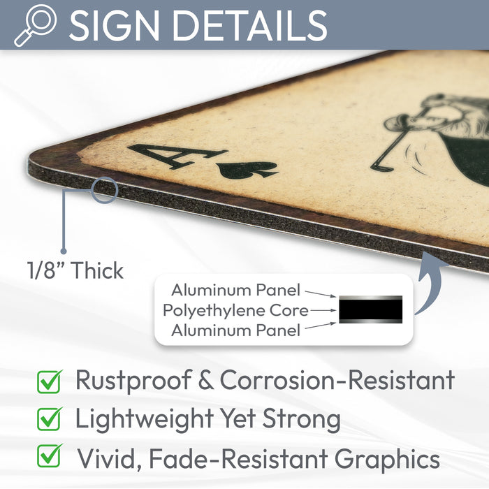 Ace It Rustic Golf Metal Sign – Playing Card Style Wall Décor