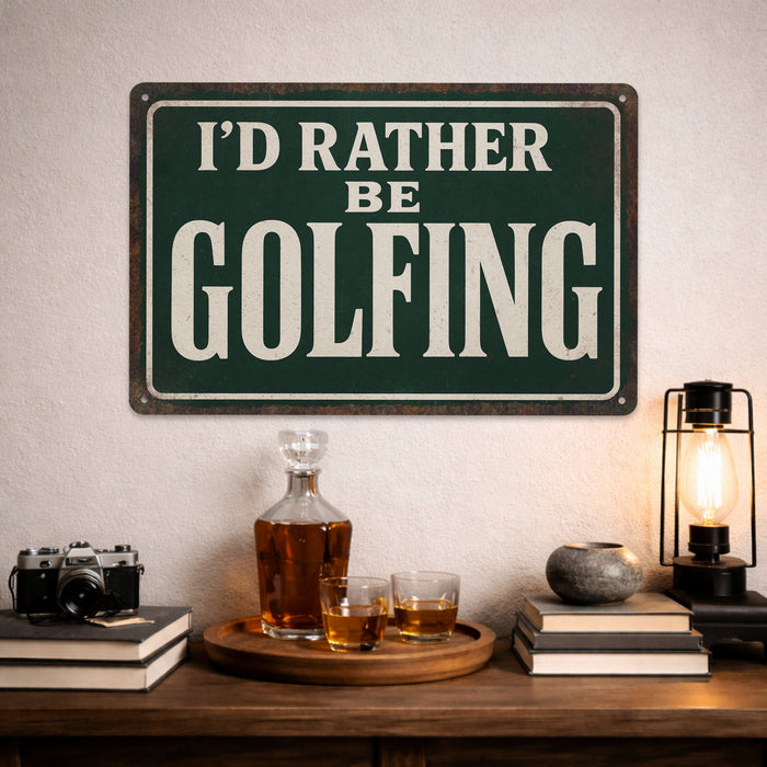 I’d Rather Be Golfing - Rustic Metal Sign