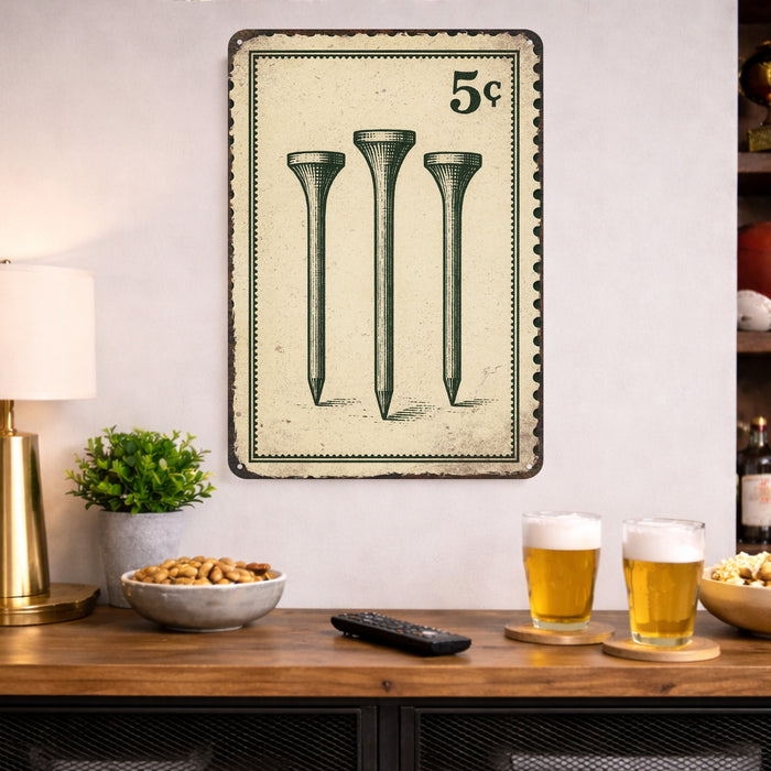 Vintage Golf Tees Stamp  - Metal Sign