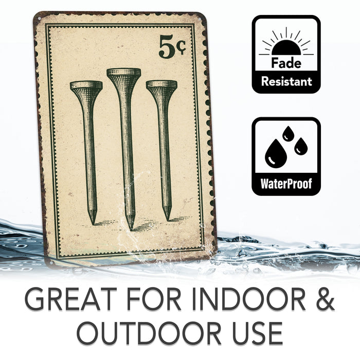 Vintage Golf Tees Stamp  - Metal Sign