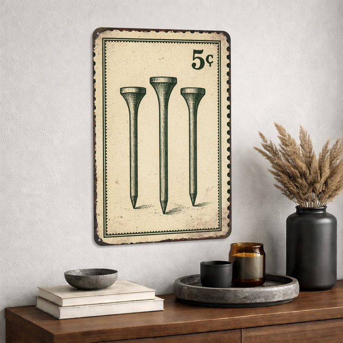 Vintage Golf Tees Stamp  - Metal Sign