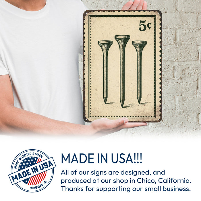 Vintage Golf Tees Stamp  - Metal Sign