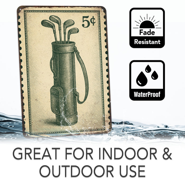 Vintage Golf Bag Stamp Metal Sign
