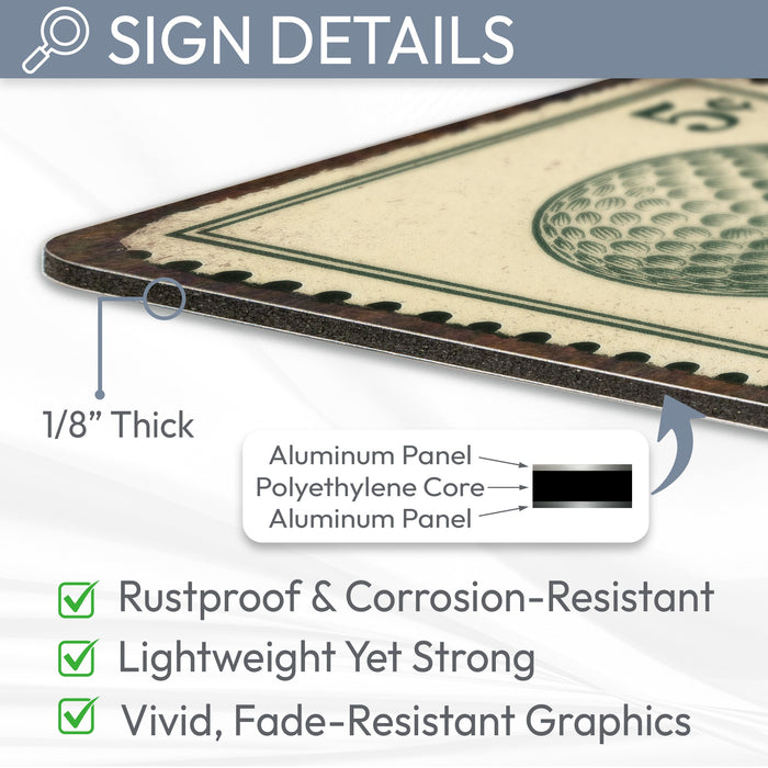 Vintage Golf Ball Stamp Metal Sign