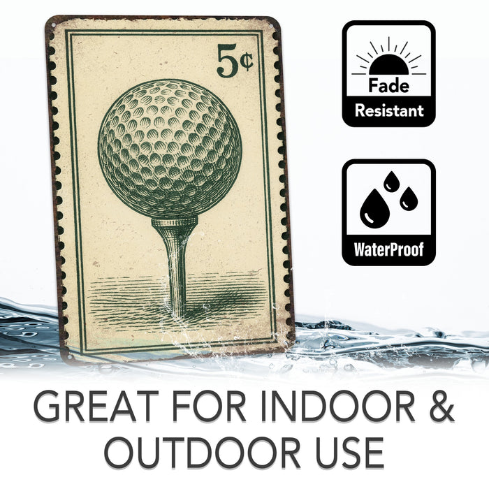 Vintage Golf Ball Stamp Metal Sign