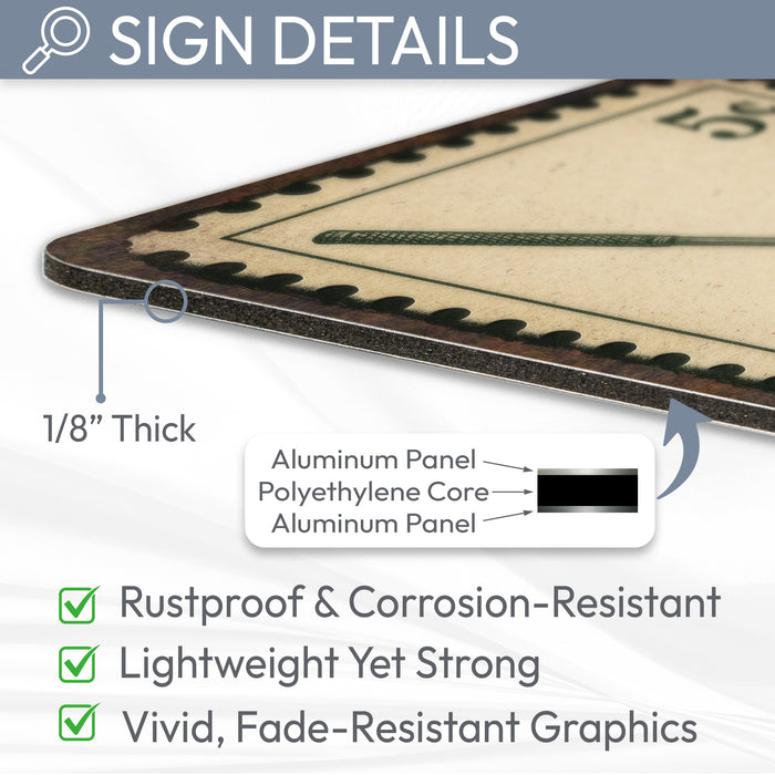 Crossed Golf Clubs Vintage Stamp Metal Sign