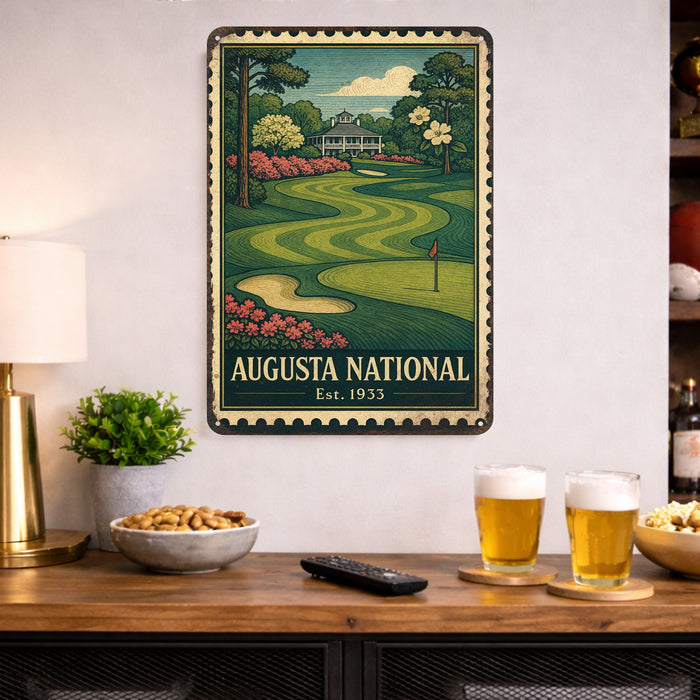 Augusta National Vintage Golf Course Stamp Metal Sign