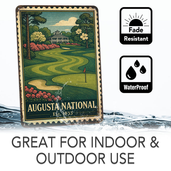 Augusta National Vintage Golf Course Stamp Metal Sign
