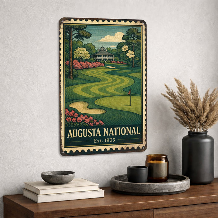 Augusta National Vintage Golf Course Stamp Metal Sign