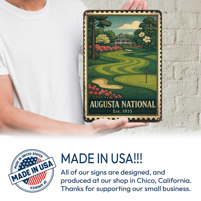 Augusta National Vintage Golf Course Stamp Metal Sign