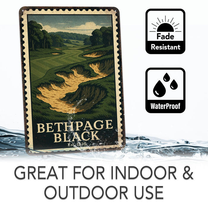 Bethpage Black Vintage Golf Course Stamp Metal Sign