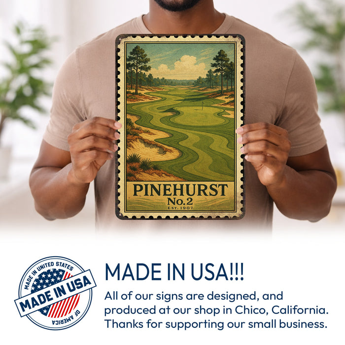 Pinehurst No.2 Vintage Golf Course Stamp Metal Sign