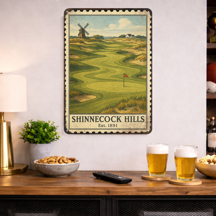 Shinnecock Hills Vintage Golf Course Stamp Metal Sign