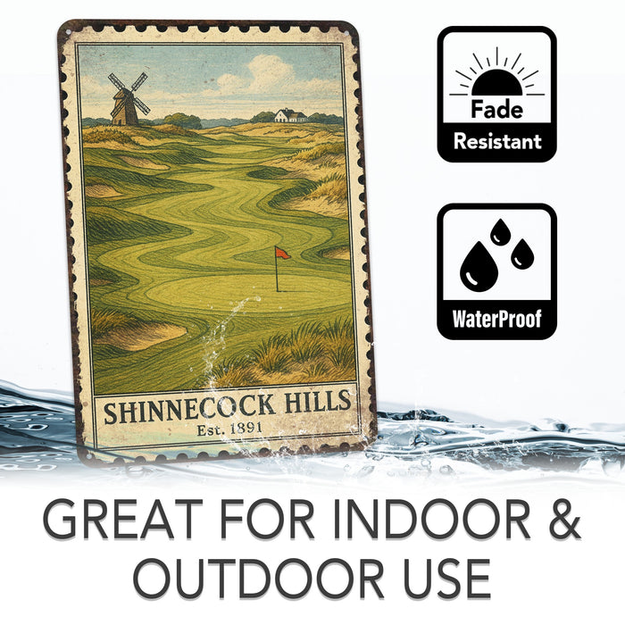 Shinnecock Hills Vintage Golf Course Stamp Metal Sign