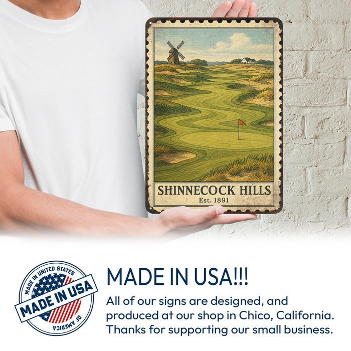 Shinnecock Hills Vintage Golf Course Stamp Metal Sign