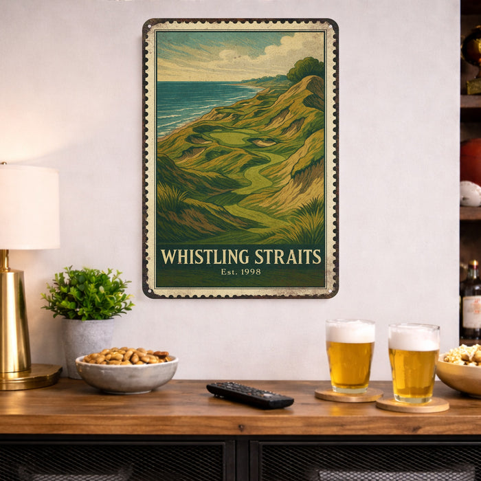 Whistling Straits Vintage Golf Course Stamp Metal Sign